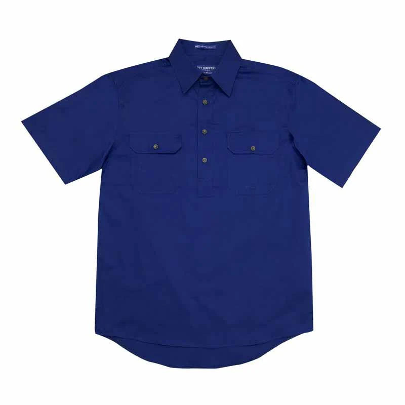 Just Country Mens Adam SS Half Button Work Shirt (10104) Cobalt 
