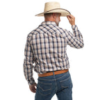 Just Country Mens Austin Full Button L/S Print Shirt (MWLS2657) Tan/Navy/White Plaid