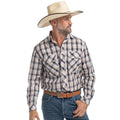 Just Country Mens Austin Full Button L/S Print Shirt (MWLS2657) Tan/Navy/White Plaid