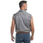 Just Country Mens Jack Sleeveless Half Button Work Shirt (10103) Steel Grey Back