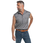 Just Country Mens Jack Sleeveless Half Button Work Shirt (10103) Steel Grey