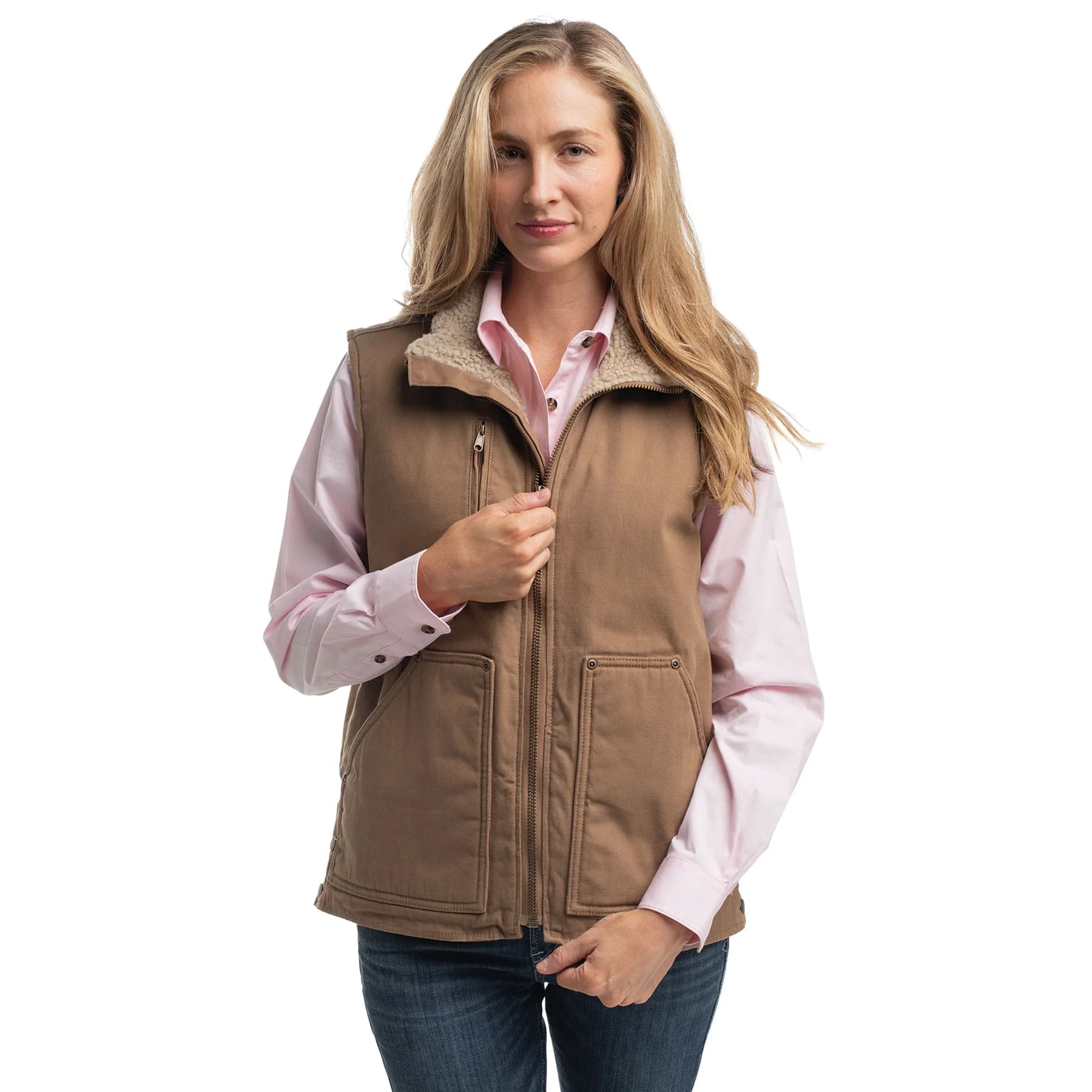 Just Country Unisex Diamantina Sherpa Vest (MWOV2100) Khaki