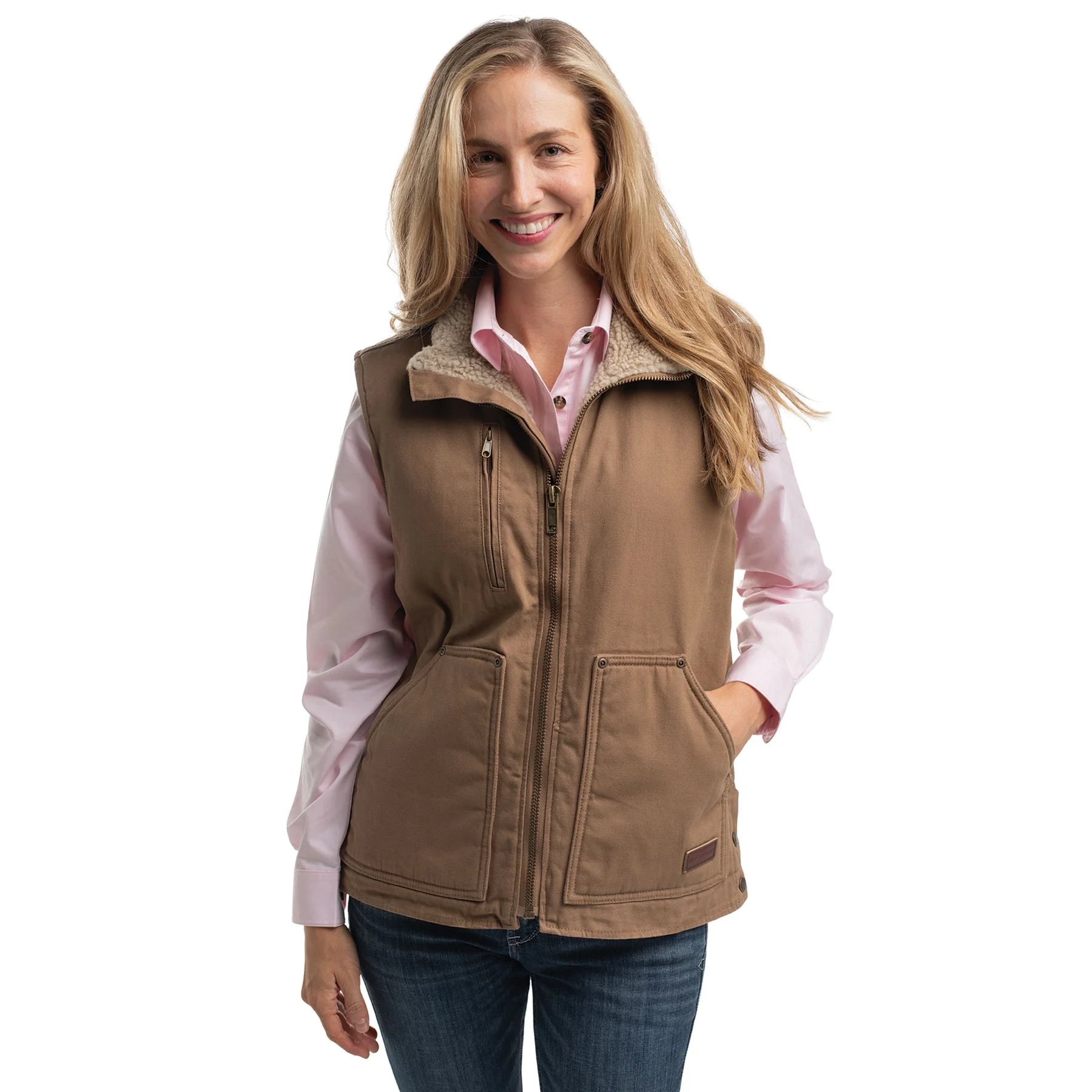 Just Country Unisex Diamantina Sherpa Vest (MWOV2100) Khaki
