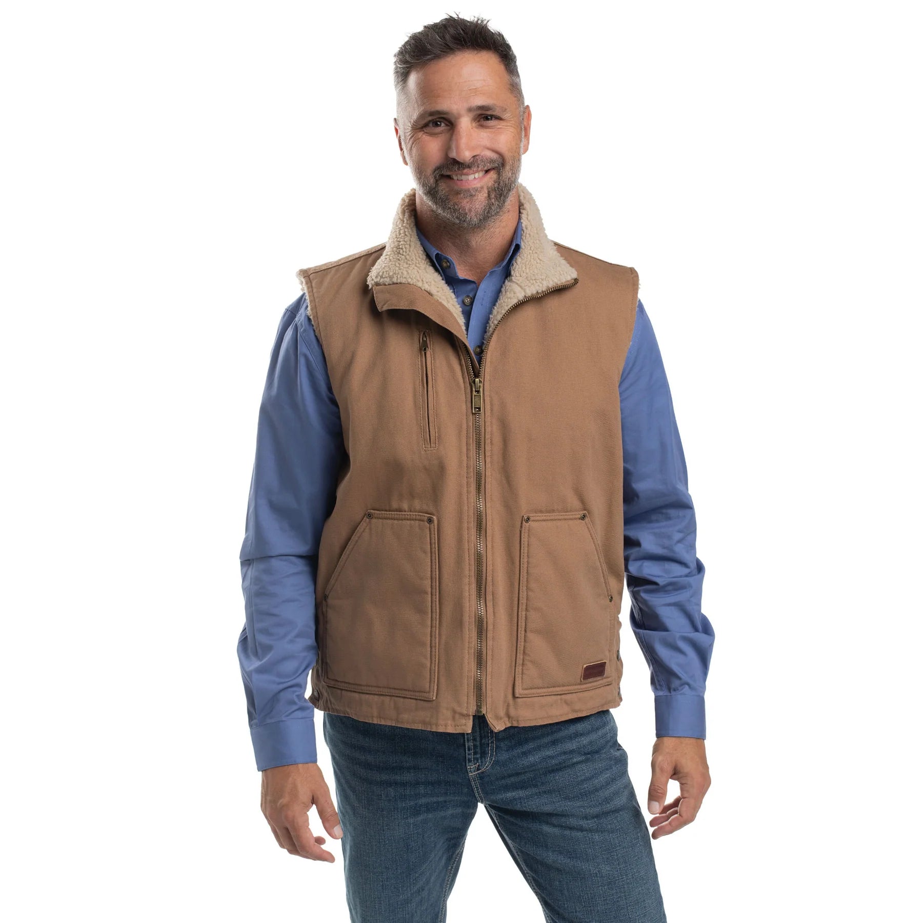 Just Country Unisex Diamantina Sherpa Vest (MWOV2100) Khaki