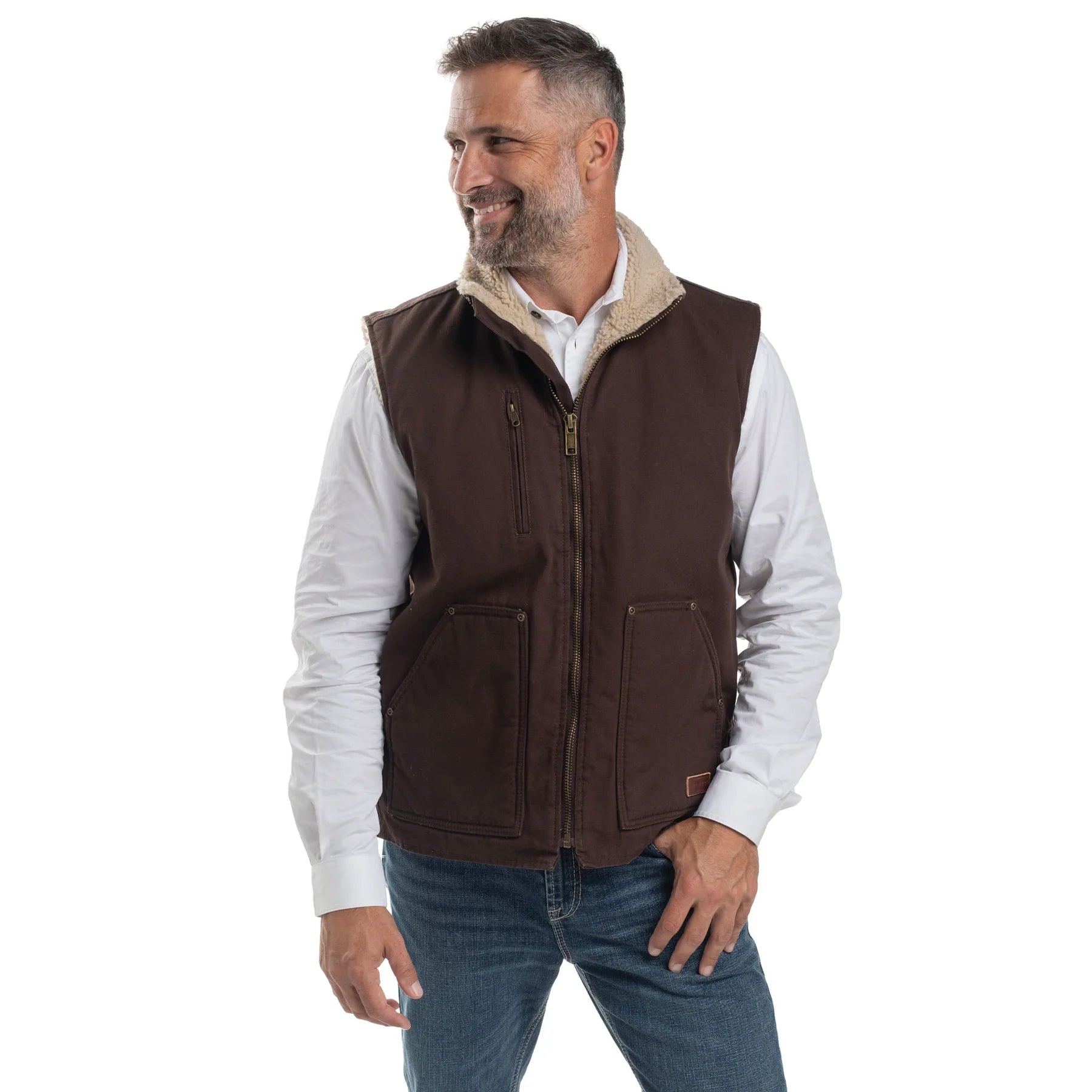 Just Country Unisex Diamantina Sherpa Vest (MWOV2101) Chocolate