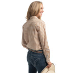 Just Country Womens Abbey Full Button L/S Print Shirt (WWLS2654) Mustard & White Check