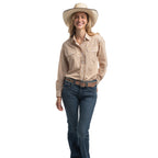 Just Country Womens Abbey Full Button L/S Print Shirt (WWLS2654) Mustard & White Check