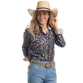 Just Country Womens Abbey Full Button L/S Print Shirt (WWLS2658) Navy Western Boots