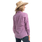 Just Country Womens Abbey Full Button L/S Print Shirt (WWLS2665) Magenta & White Check