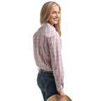 Just Country Womens Georgie Half Button L/S Print Shirt (WWLS2661) White/Tan/Baby Pink Plaid