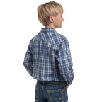 Just Country Boys Brayden Half Button L/S Print Shirt (BWLS2668) Royal Blue/White Plaid
