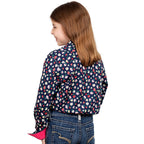 Just Country Girls Harper Half Button Print Shirt (GWLS2336) Navy Floral [SD]
