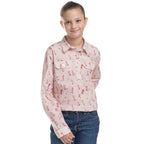 Just Country Girls Harper Half Button L/S Print Shirt (GWLS2644) Baby Pink Boots