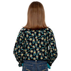 Just Country Girls Harper Half Button Print Shirt (GWLS2272) Black Sunflowers  [SD]