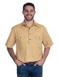 Just Country Mens Adam S/S Half Button Work Shirt (10104SAN) Sand [SD]