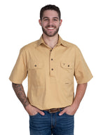 Just Country Mens Adam S/S Half Button Work Shirt (10104SAN) Sand [SD]