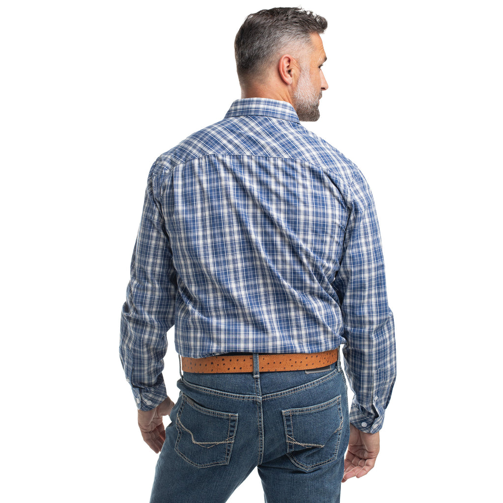 Just Country Mens Austin Full Button L/S Print Shirt (MWLS2668) Royal Blue/White Plaid