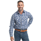 Just Country Mens Austin Full Button L/S Print Shirt (MWLS2668) Royal Blue/White Plaid