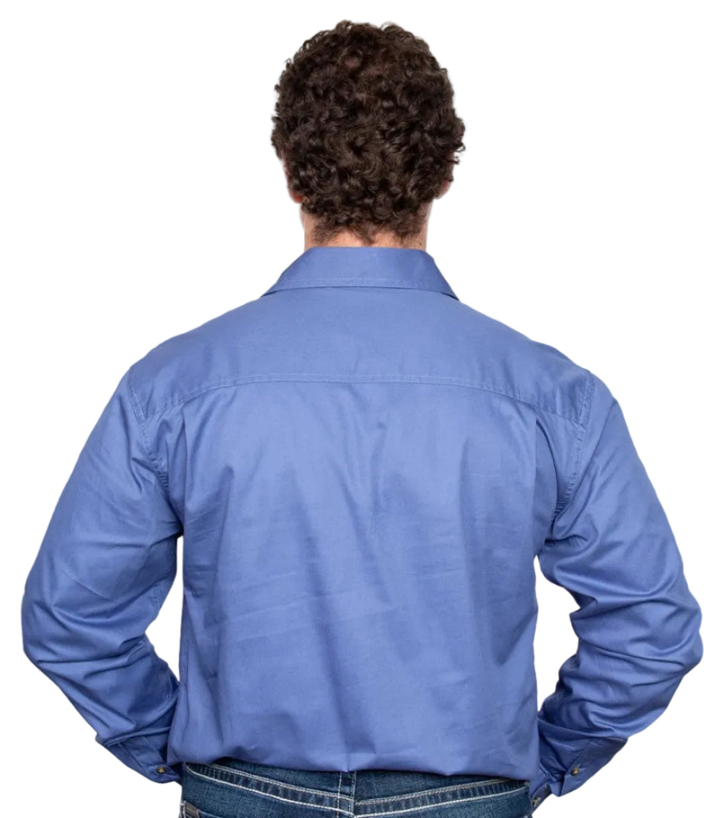 Just Country Mens Cameron Half Button Work Shirt (10101) Blue