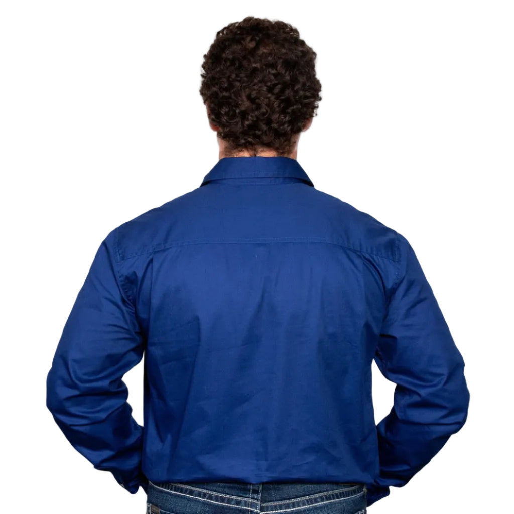 Just Country Mens Cameron Half Button Work Shirt (10101) Cobalt