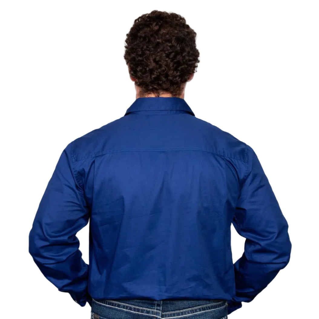 Just Country Mens Cameron Half Button Work Shirt (10101) Cobalt