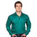 Just Country Mens Cameron Half Button Work Shirt (10101) Dark Green