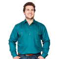 Just Country Mens Cameron Half Button Work Shirt (10101) Forest Green