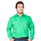 Just Country Mens Cameron Half Button Work Shirt (10101) Ivy Green