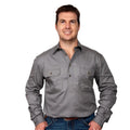 Just Country Mens Cameron Half Button Work Shirt (10101) Steel Grey