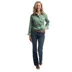 Just Country Womens Abbey Full Button L/S Print Shirt (WWLS2638) Eucalyptus & White Print