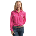 Just Country Womens Abbey Full Button L/S Print Shirt (WWLS2642) Raspberry & White Polka Dots
