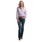 Just Country Womens Abbey Full Button L/S Print Shirt (WWLS2648) Purple & White Wildflowers/Orchid