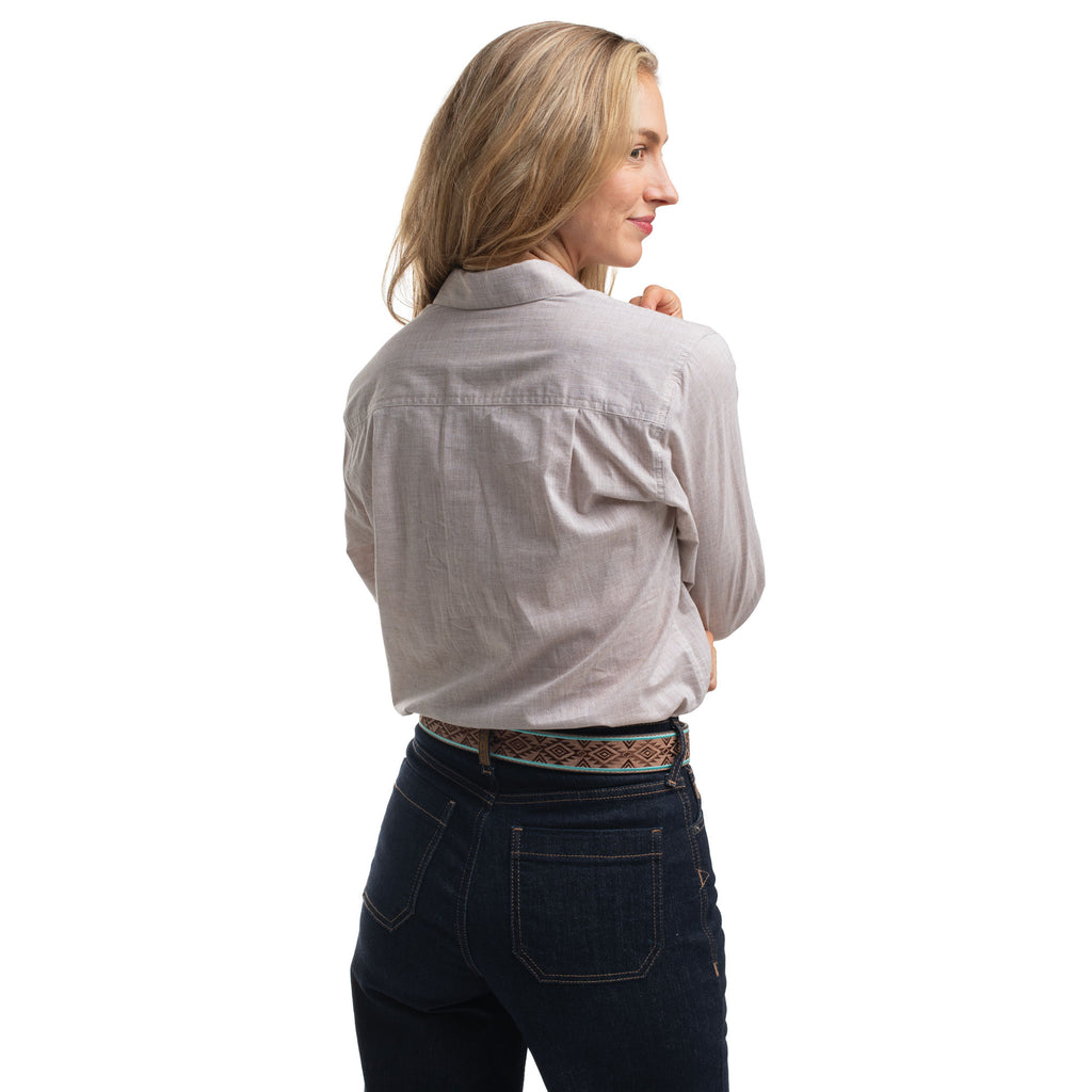 Just Country Womens Abbey Full Button L/S Print Shirt (WWLS2650) Latte
