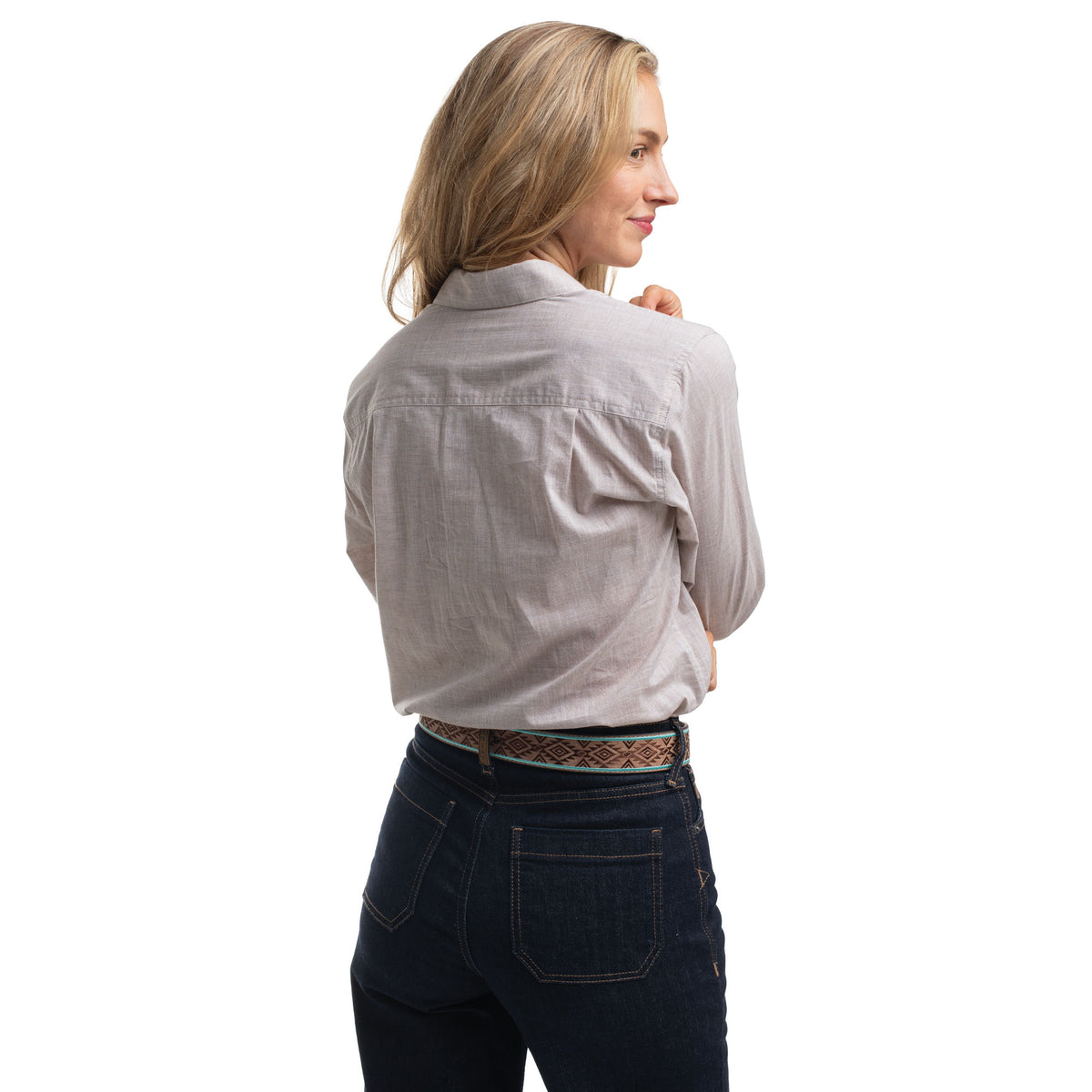 Just Country Womens Abbey Full Button L/S Print Shirt (WWLS2650) Latte