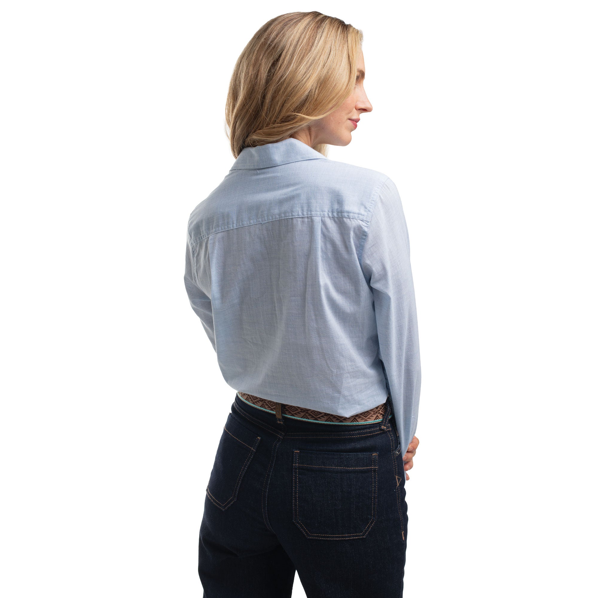 Just Country Womens Abbey Full Button L/S Print Shirt (WWLS2651) Powder Blue