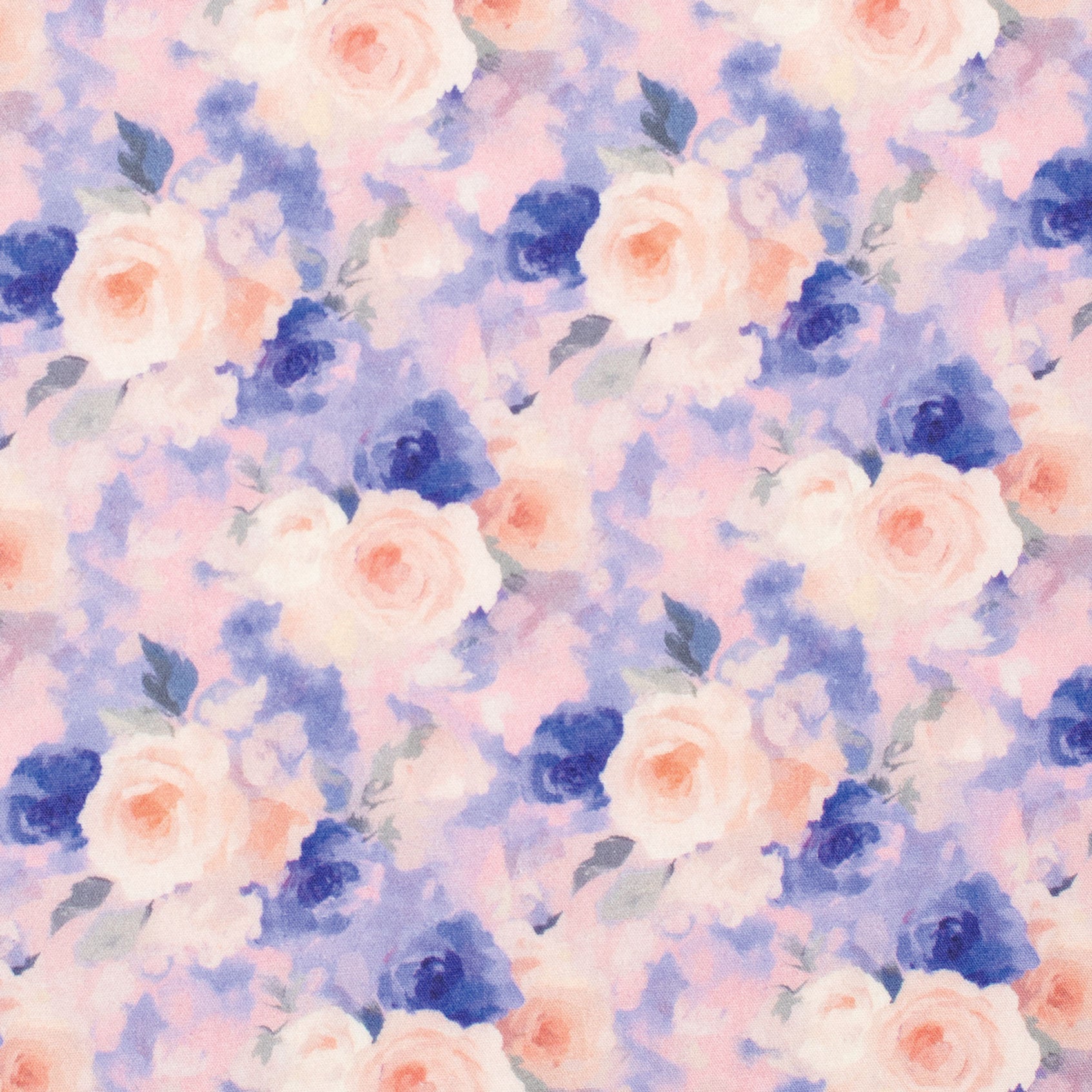 Just Country Womens Georgie Half Button L/S Print Shirt (WWLS2645) Blue & Pink Watercolour Roses