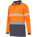 KingGee Hi Vis Workcool Hyperfreeze Spliced Taped L/S Polo (K54225) Orange/Navy 3XL [GD]