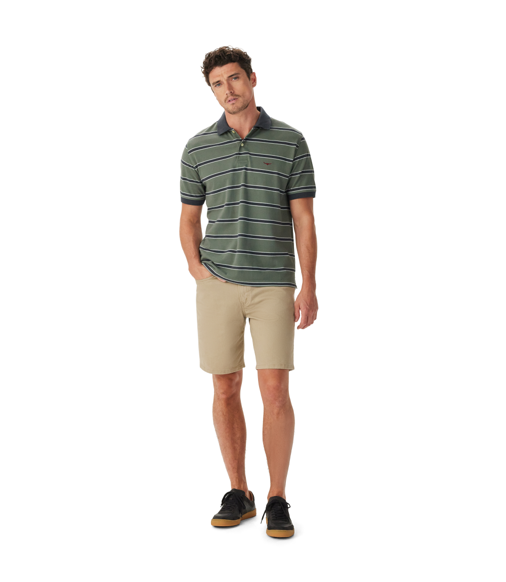 R.M.Williams Mens Brunswick Stripe Polo (KP210QS09) Spruce Green