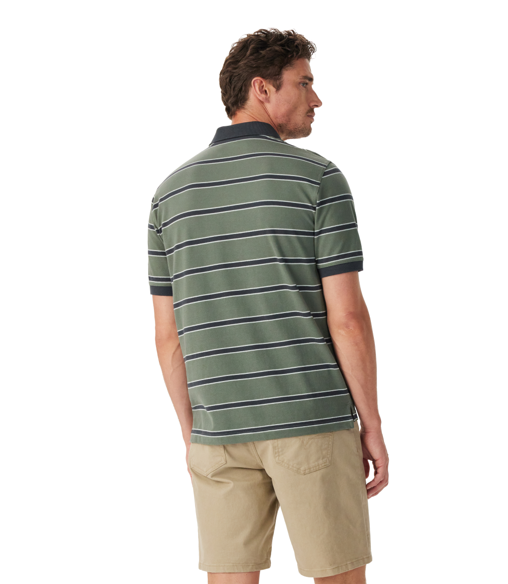 R.M.Williams Mens Brunswick Stripe Polo (KP210QS09) Spruce Green
