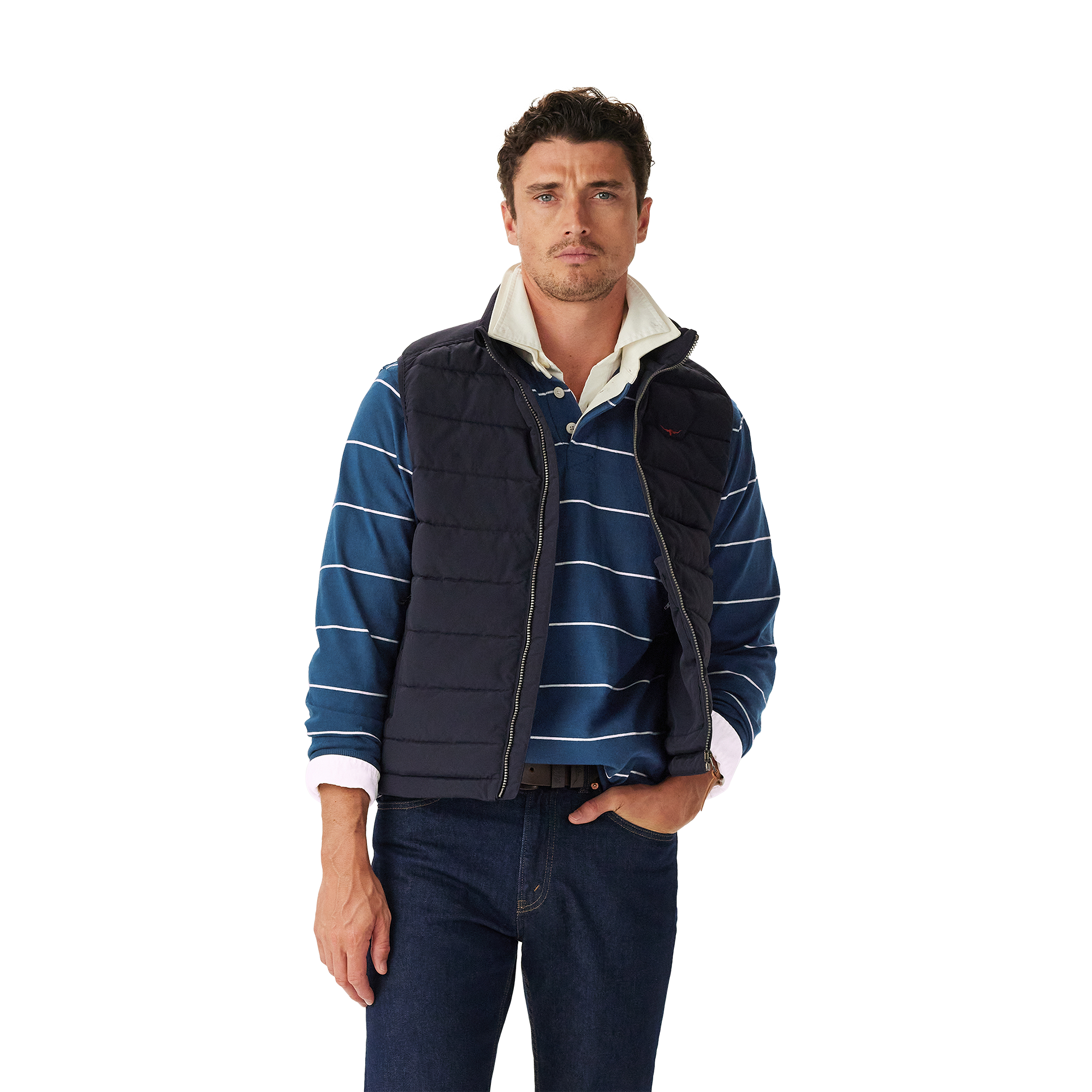 R.M.Williams Mens Albany Stripe Rugby (KR200RJ17) Vintage Blue