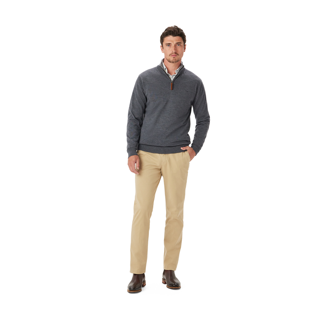 R.M.Williams Mens Ernest Merino 1/4 Zip Knit (KZ200WQ16) Grey Marle