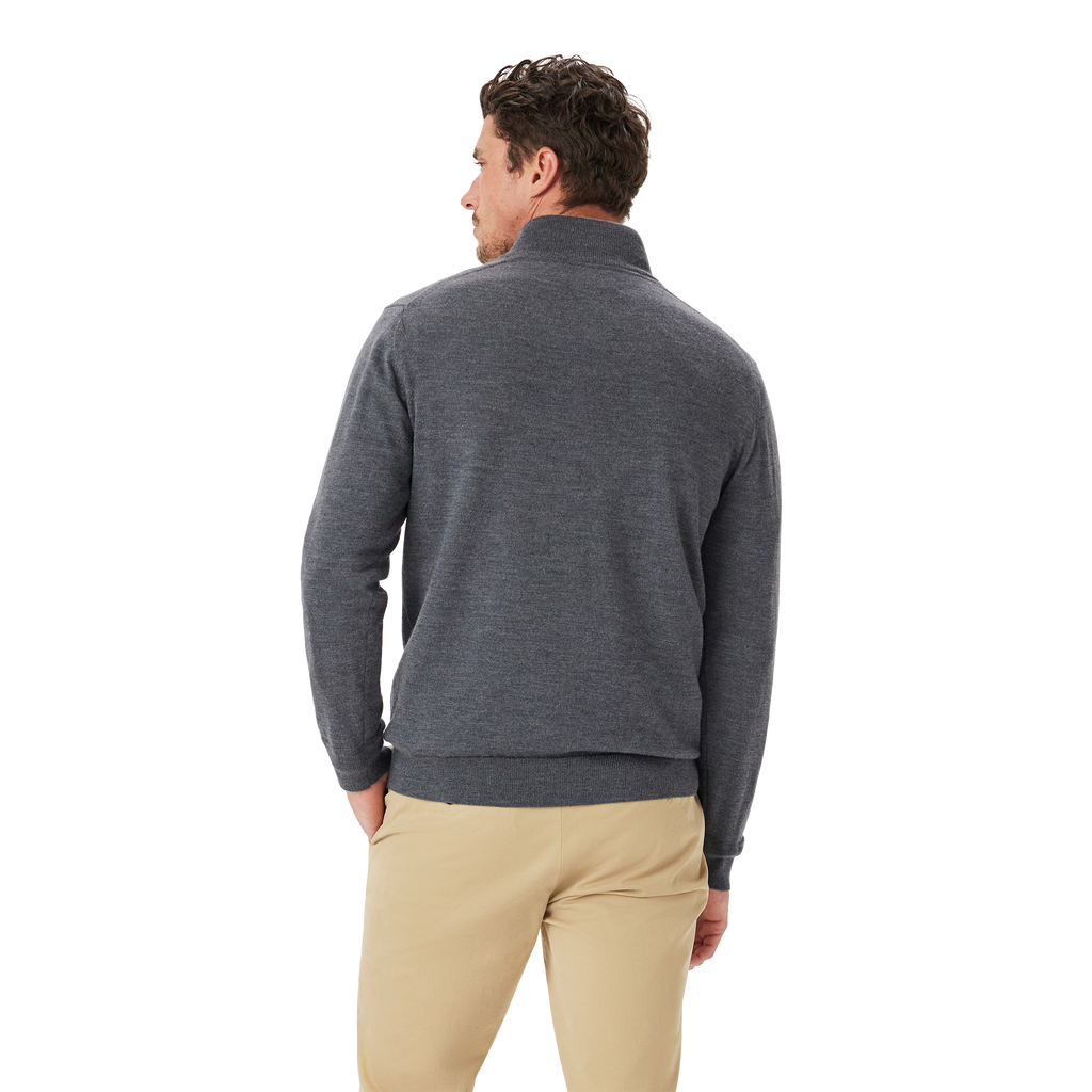 R.M.Williams Mens Ernest Merino 1/4 Zip Knit (KZ200WQ16) Grey Marle