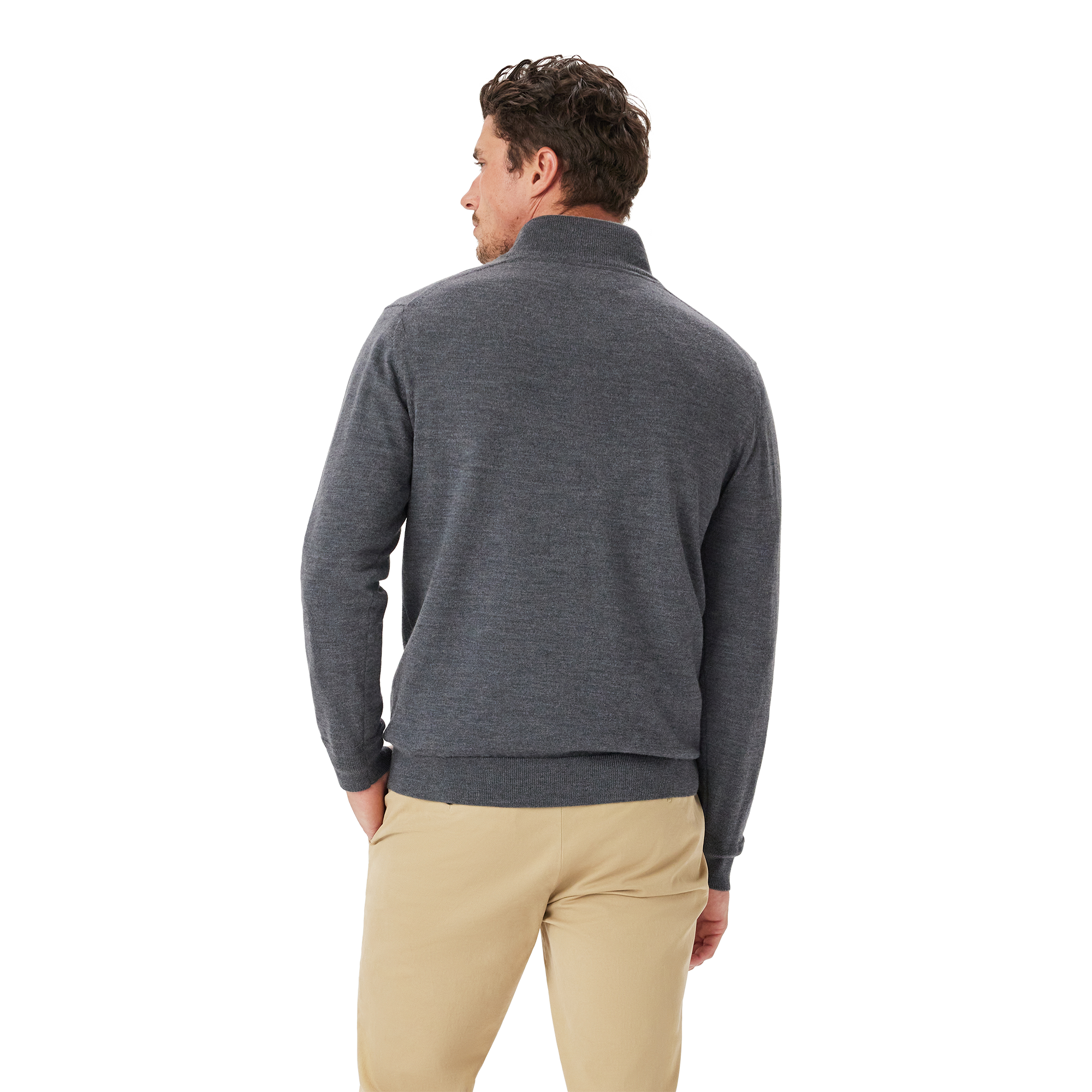 R.M.Williams Mens Ernest Merino 1/4 Zip Knit (KZ200WQ16) Grey Marle