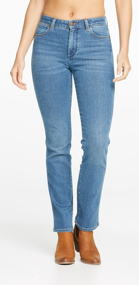 Wrangler | Classics Womens Mid Waist Straight Jeans (W/091042/AH0) Mid Stone 8R [SD]