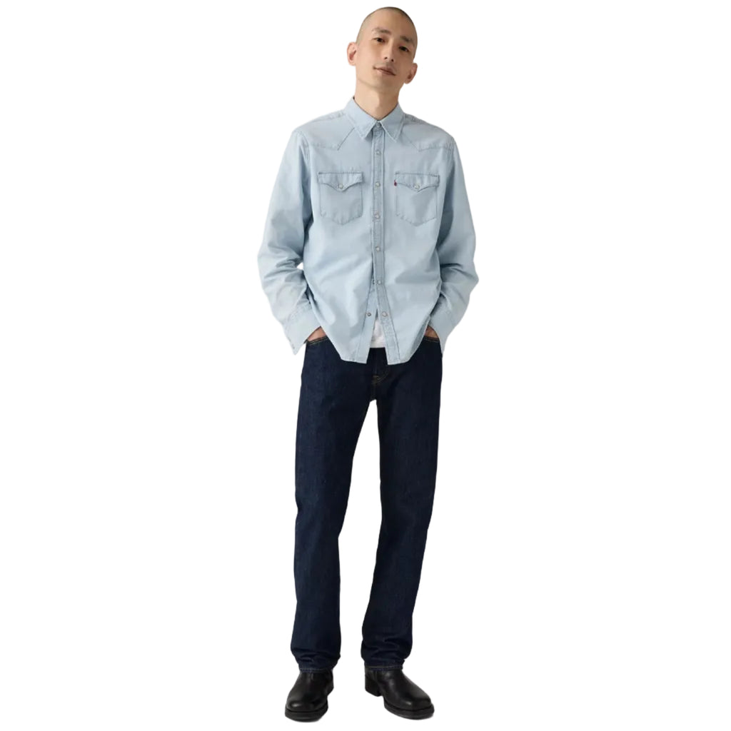 Levi's 501 Original Straight Fit Jeans (00501-0115) Rinse Full Length Shirt Tails Out