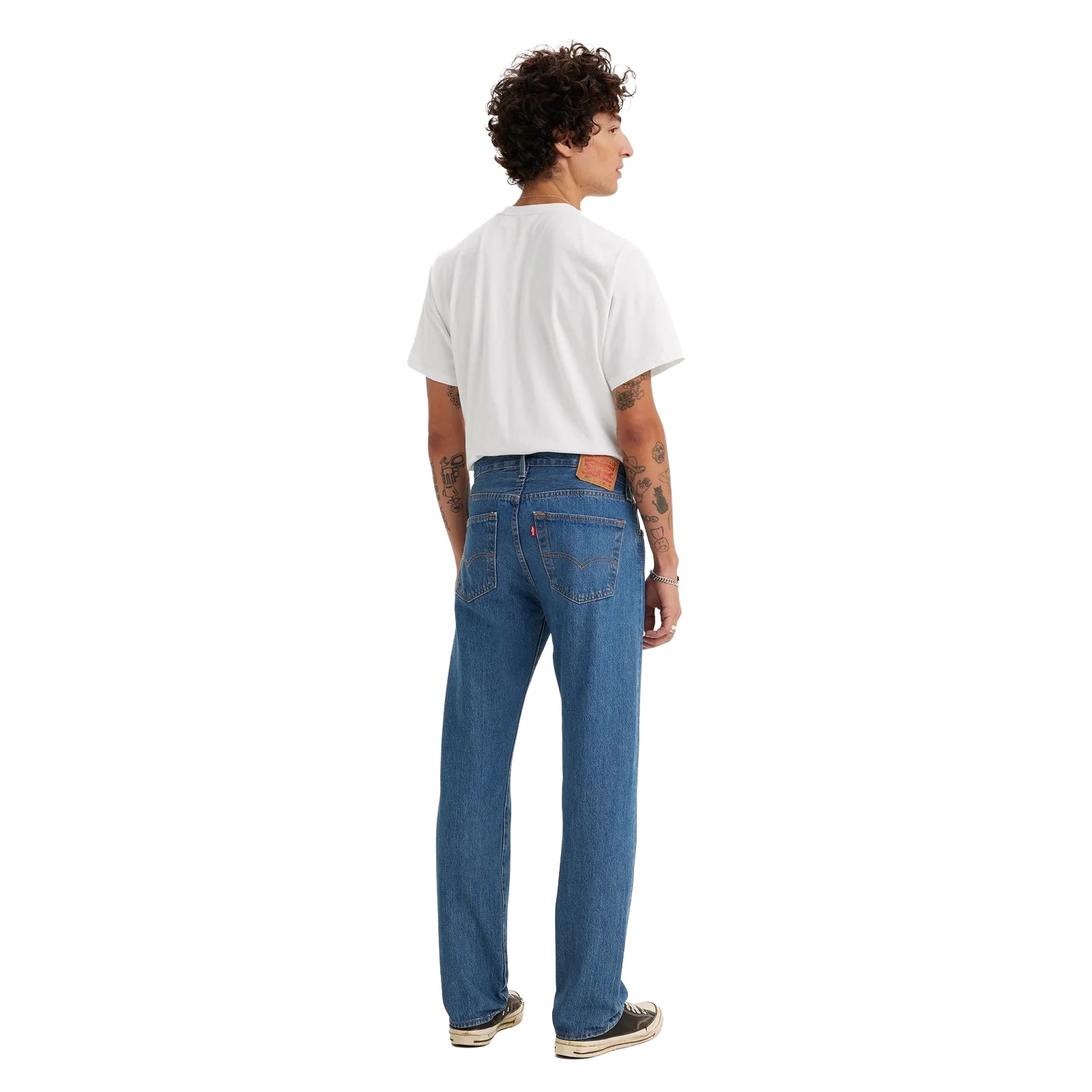 Levi's Men's 501 Original Straight Fit Jeans (00501-0193) Medium Stonewash Full Length Back