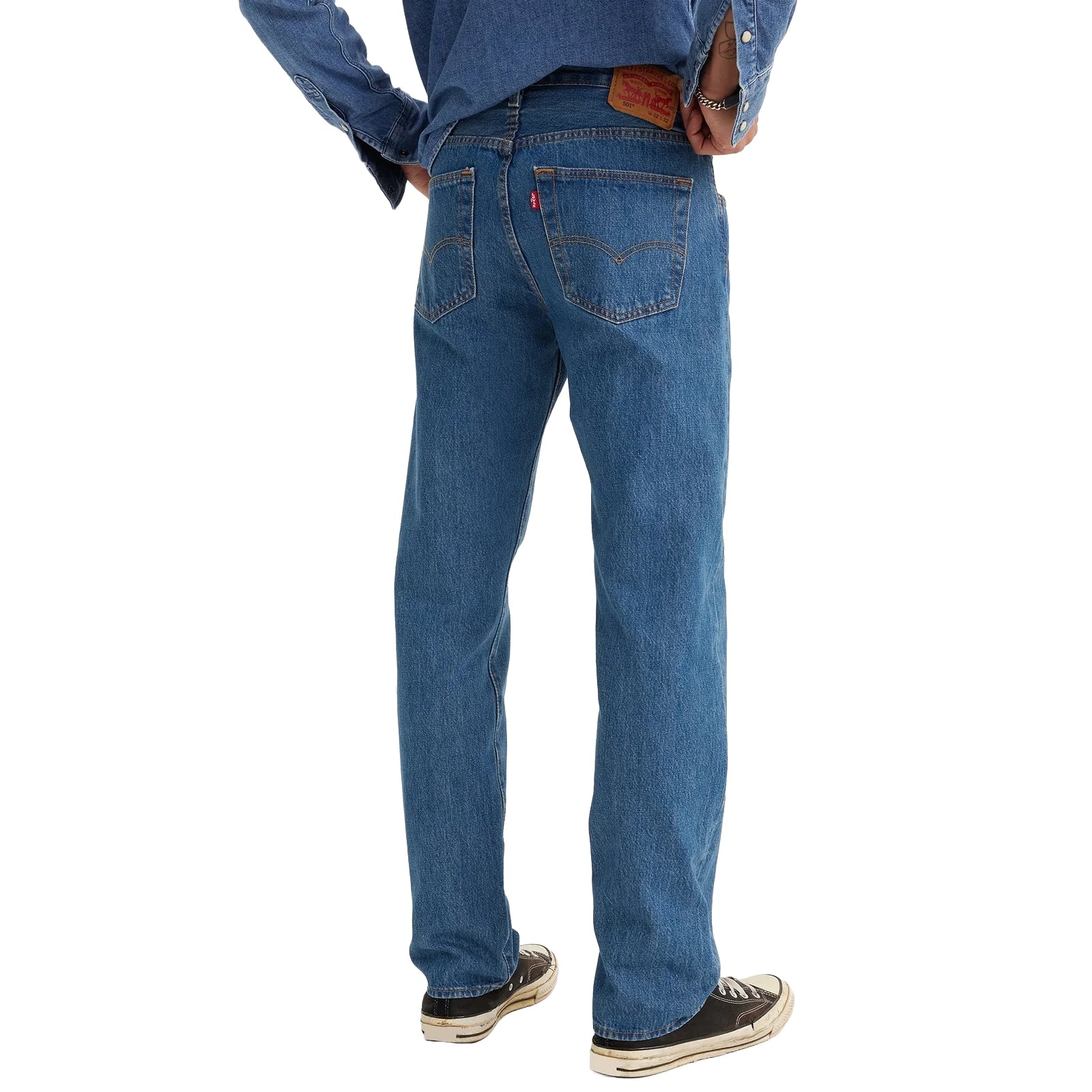 Levi's Men's 501 Original Straight Fit Jeans (00501-0193) Medium Stonewash Back
