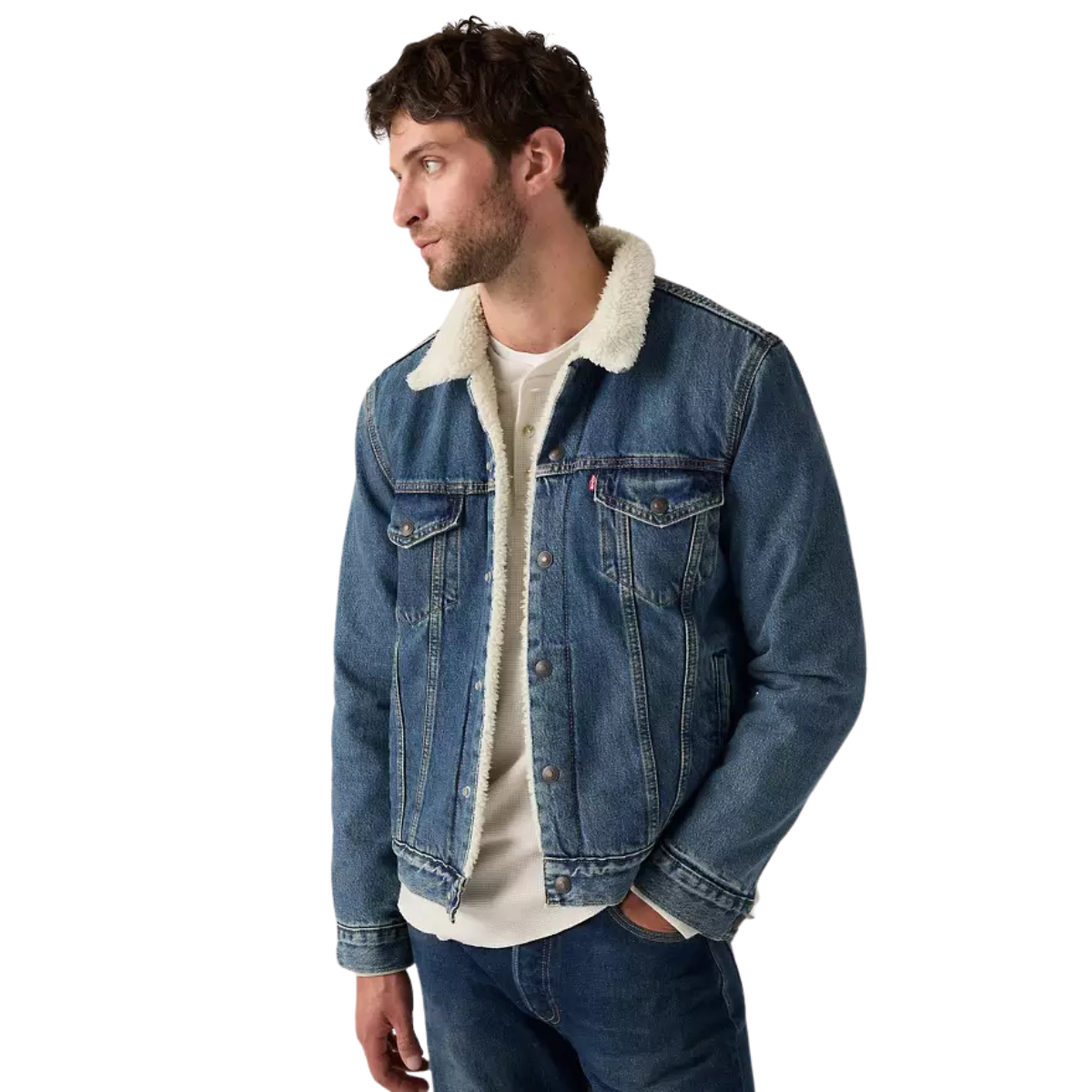 Levi's Mens Type 3 Sherpa Trucker Denim Jacket (16365-0292) In The Morning