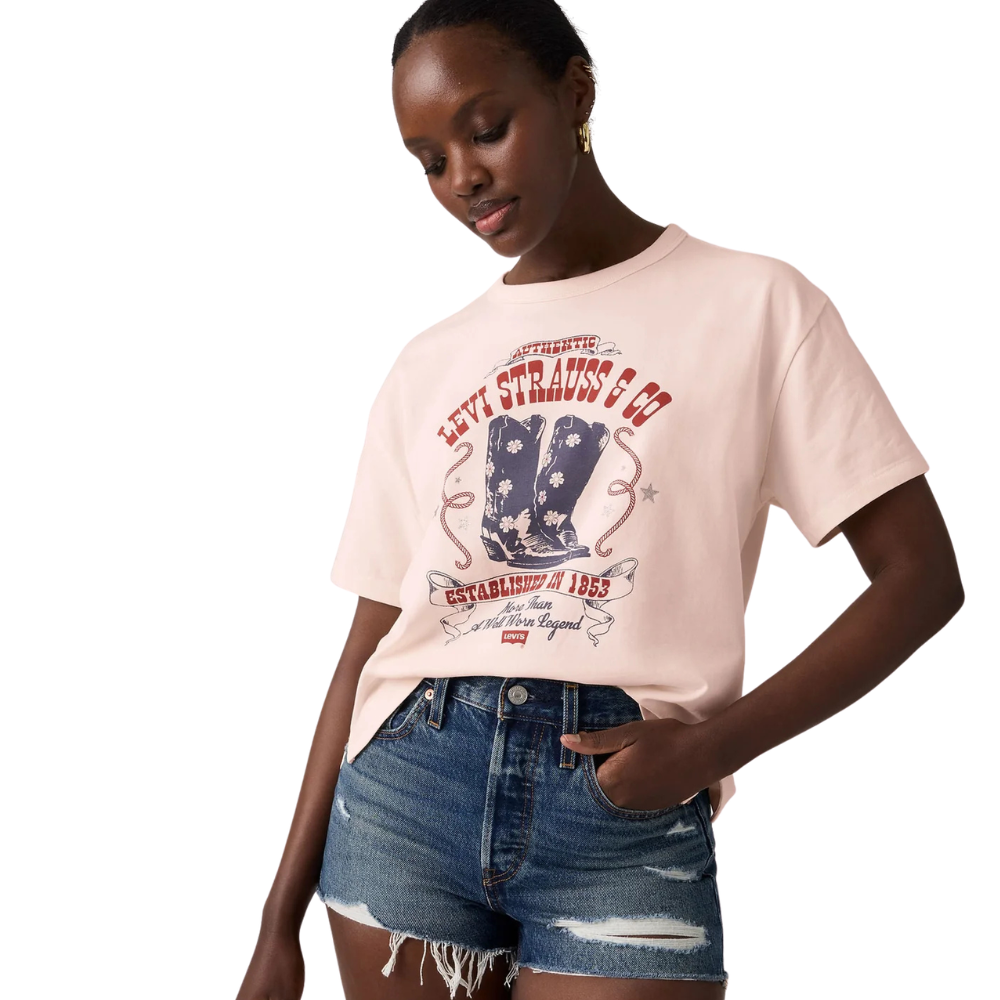 Levi's Womens Graphic S/S Tee (005OY-0027) Poster Daisy Boots Crystal Pink