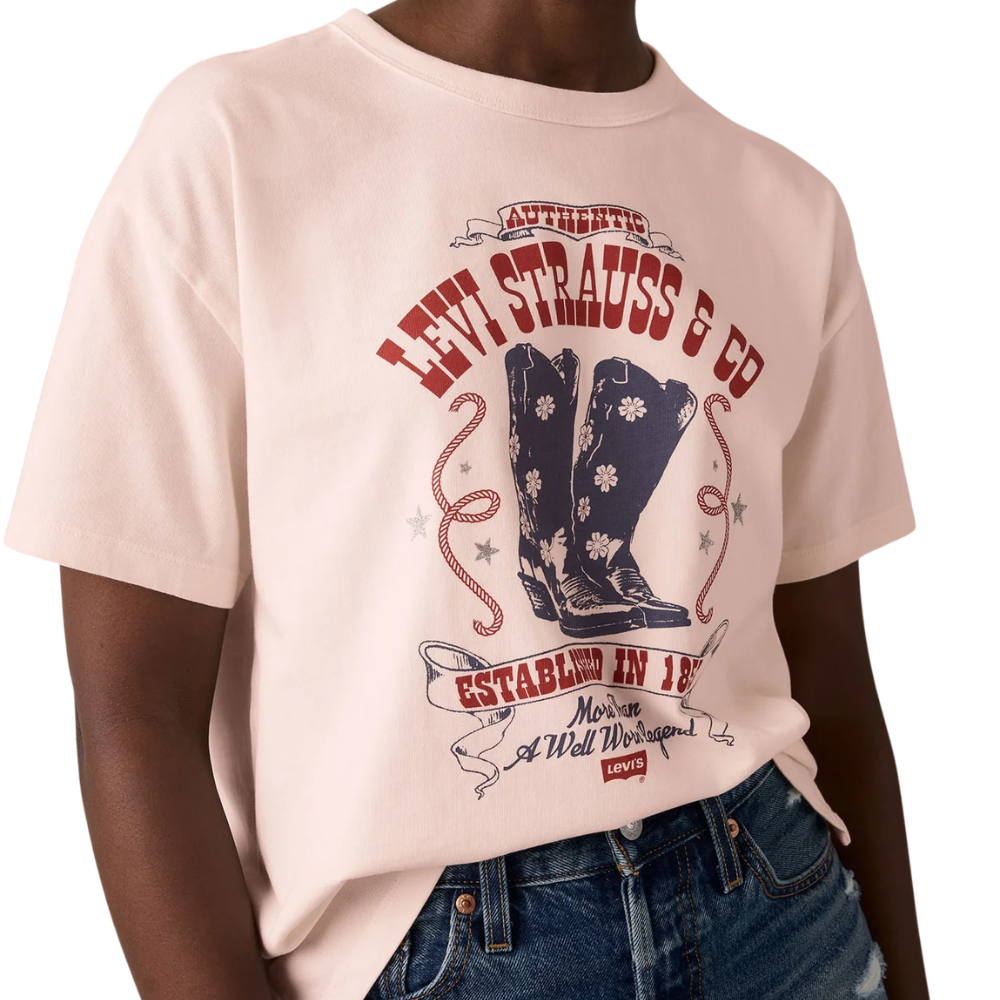 Levi's Womens Graphic S/S Tee (005OY-0027) Poster Daisy Boots Crystal Pink